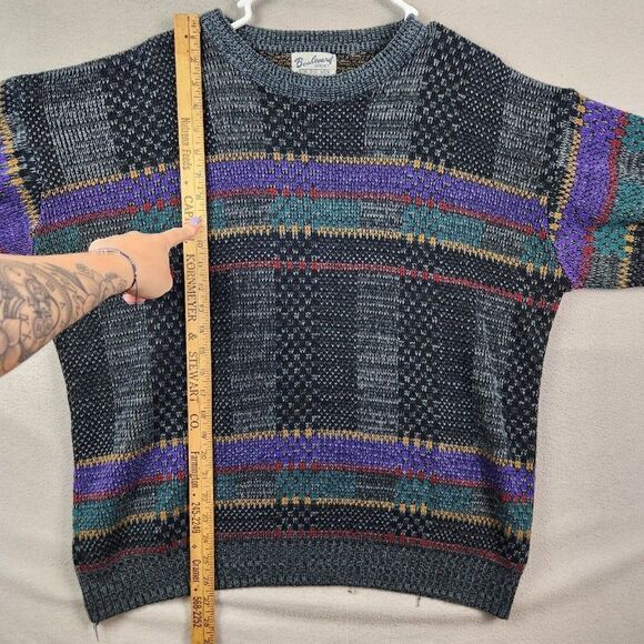 VINTAGE Boulevard Sweater Men's Geometric Sport Tall Man Grandpa Core Cosby - Picture 4 of 5